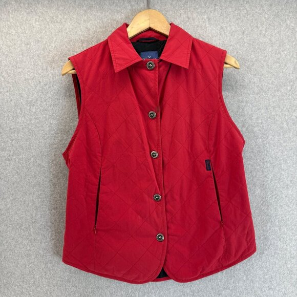 Faconnable Womens Red Vest Snap Closure Pockets Quilted Size‎ Small S FLAW Read - Picture 1 of 15